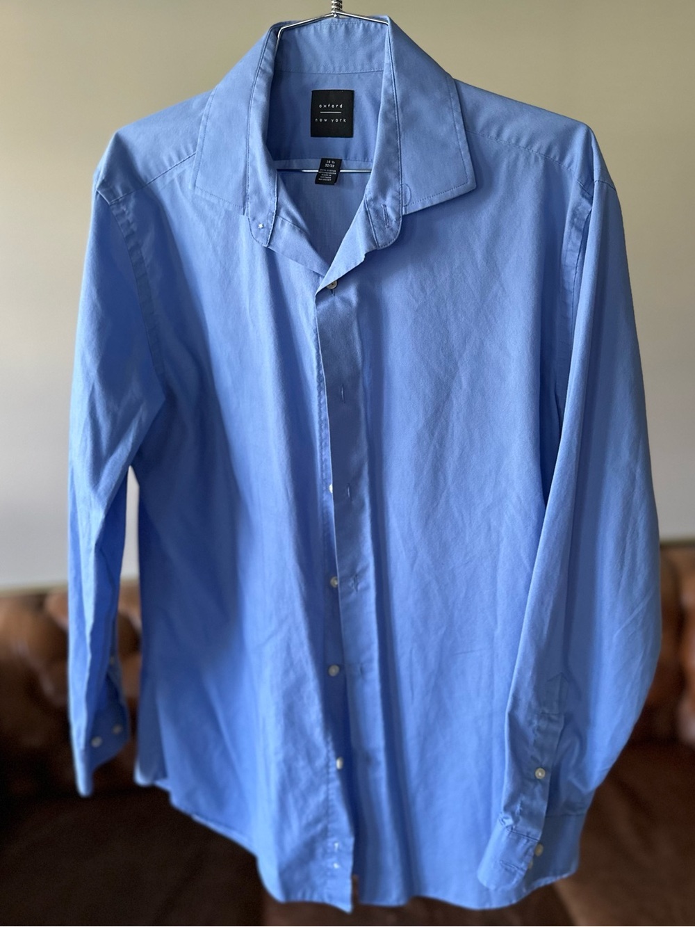 Oxford New York Men’s Light Blue Dress Shirt 32/33 Neck Size 15.5